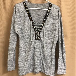 Lace up V-Neck Sweater